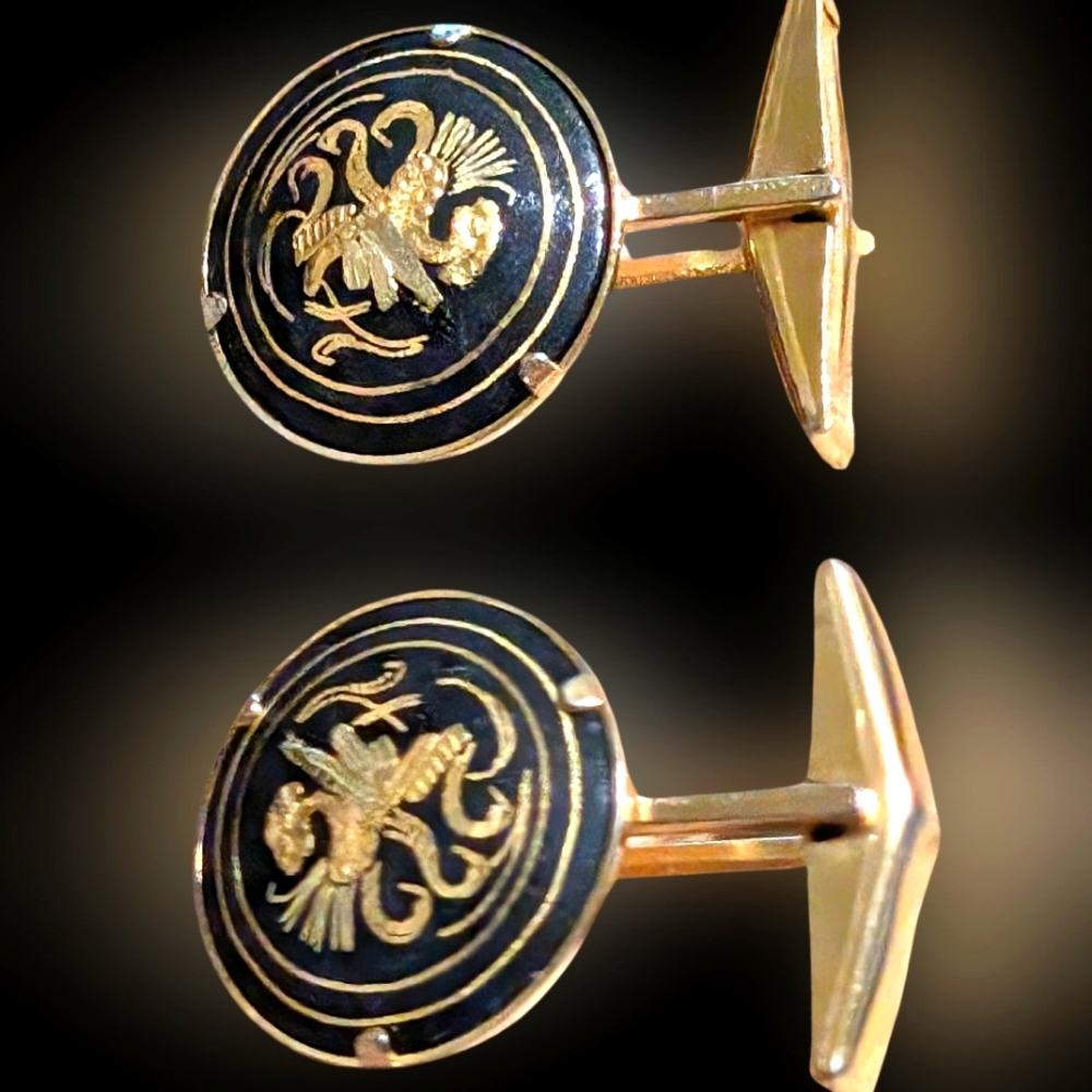 Cuff Links Vintage Damascene